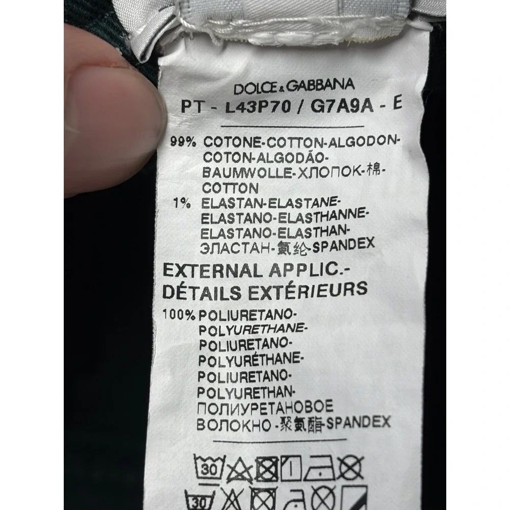 Dolce & Gabbana Kids Teal Green Cargo Pants Zipper Hem Size 6 W22 L18 L43P70‎